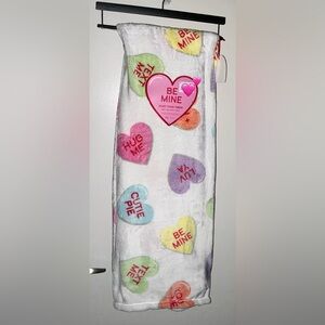 Be Mine Conversational Hearts Velvet Plush Throw / Blanket